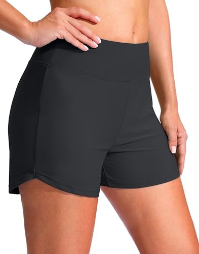 Women's 4" swim board shorts, dark grey