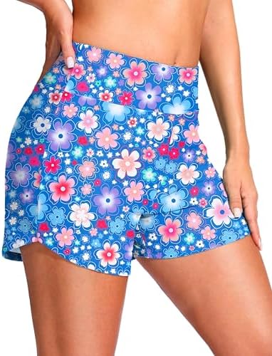 Women's 4" swim board shorts, navy flower