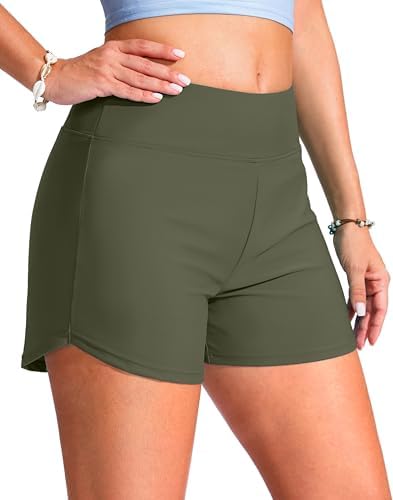 Women's 4" swim board shorts, olive