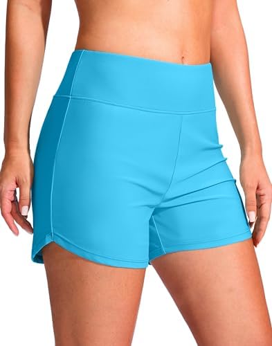 Women's 4" swim board shorts, sky blue