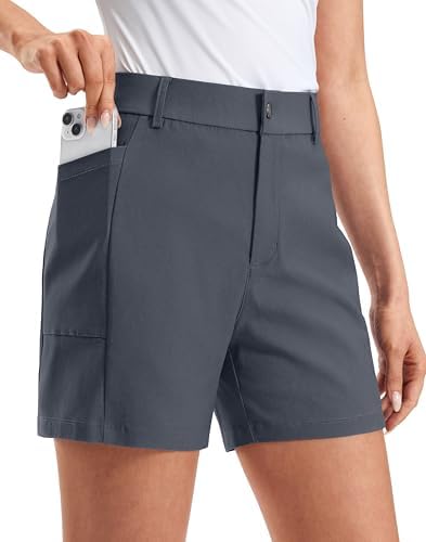 Women's 5" golf shorts, deep pockets, deep grey