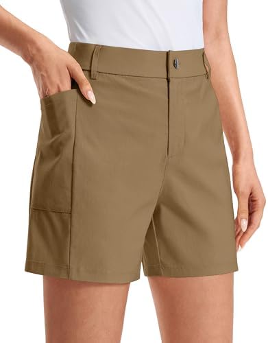 Women's 5" golf shorts, deep pockets, deep khaki