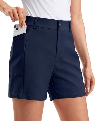 Women's 5" golf shorts, deep pockets, navy blue