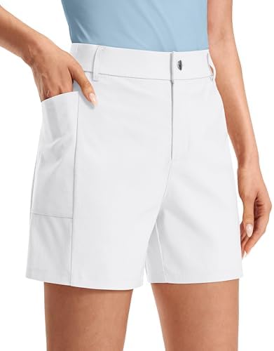 Women's 5" golf shorts, deep pockets, white
