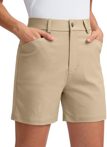 Women's 5" golf shorts, grey khaki