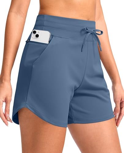 Women's 5" high-waist running shorts, haze blue