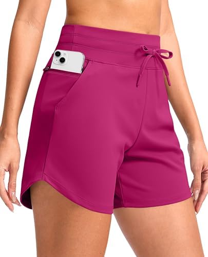 Women's 5" high-waist running shorts, rose