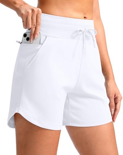 Women's 5" high-waist running shorts, white