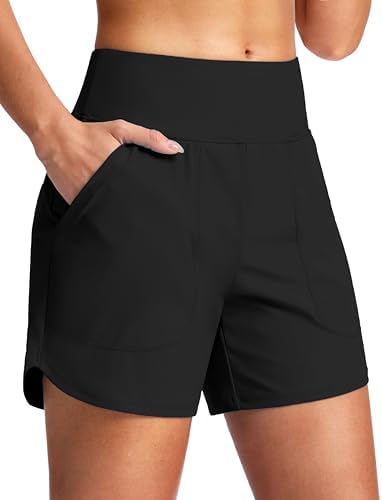 Women's 5" swim board shorts, black