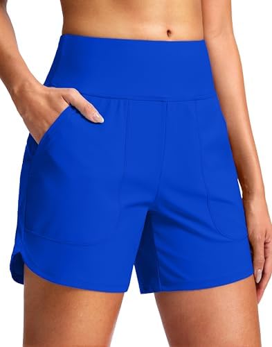 Women's 5" swim board shorts, blue