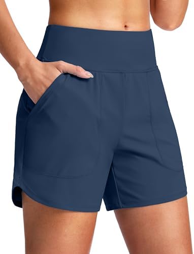 Women's 5" swim board shorts, dark blue