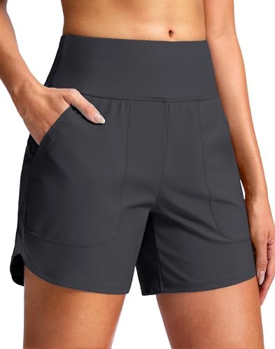 Women's 5" swim board shorts, dark grey