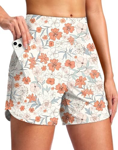 Women's 5" swim board shorts, orange flower