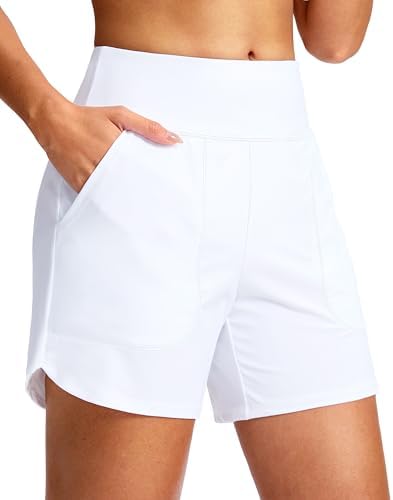 Women's 5" swim board shorts, white