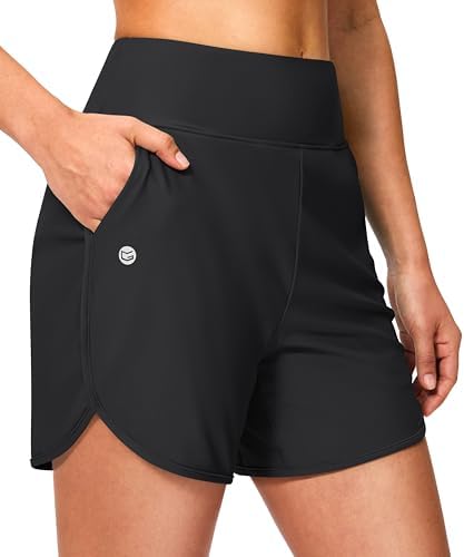 Women's 5" swim shorts with pockets, black