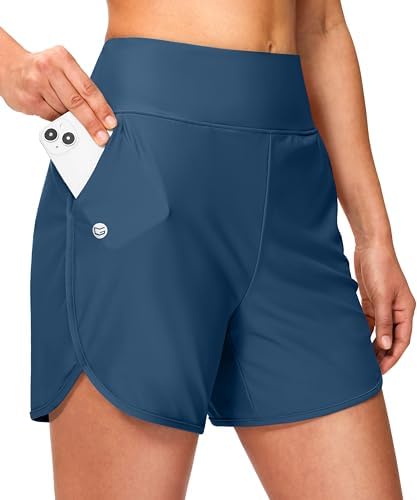 Women's 5" swim shorts with pockets, dark blue
