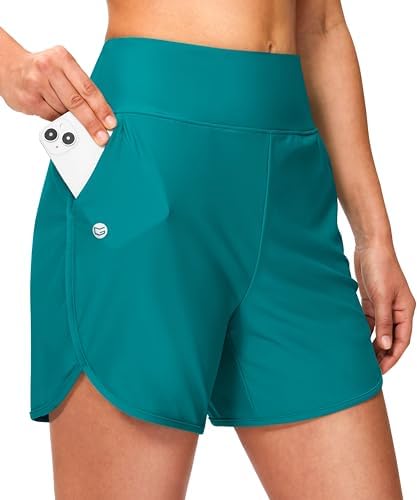 Women's 5" swim shorts with pockets, lake blue