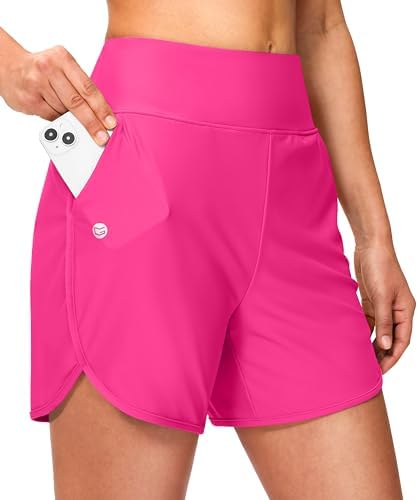 Women's 5" swim shorts with pockets, rosy