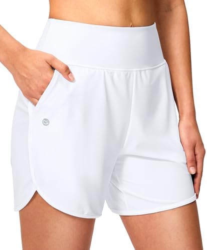 Women's 5" swim shorts with pockets, white