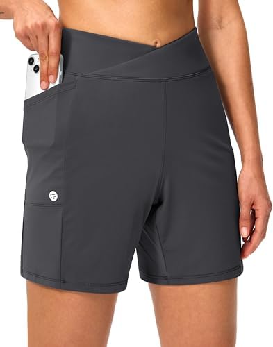 Women's 6" high-waist shorts, ash dark grey