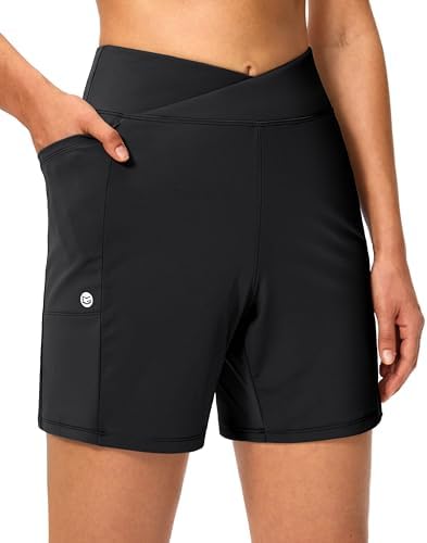Women's 6" high-waist shorts, black