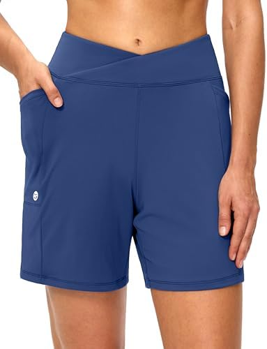 Women's 6" high-waist shorts, deep cobalt blue