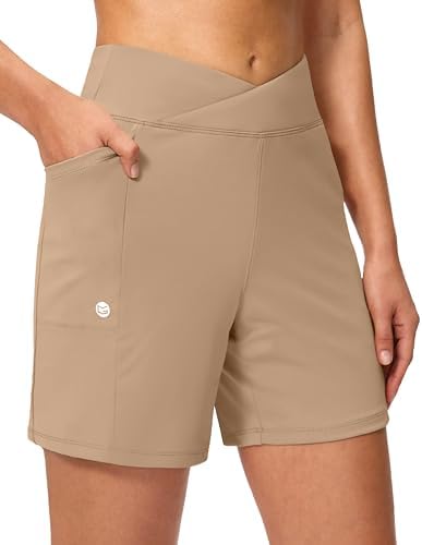Women's 6" high-waist shorts, khaki