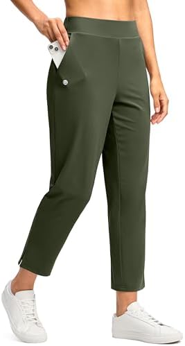 Women's 7/8 travel golf pants, army green