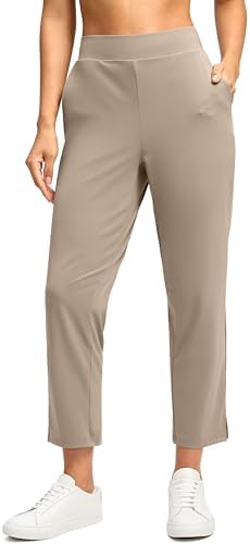 Women's 7/8 travel golf pants, dark khaki