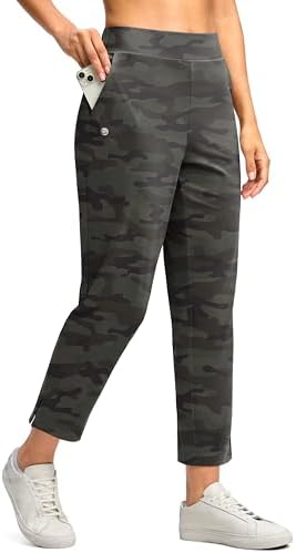 Women's 7/8 travel golf pants, green camo