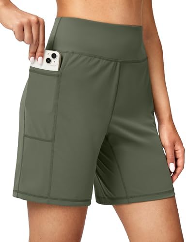 Women's 7" athletic shorts, two pockets, grey sage
