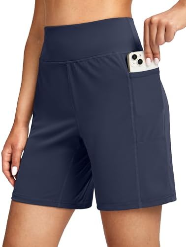 Women's 7" athletic shorts, two pockets, navy