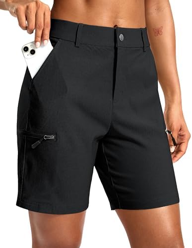 Women's 7" hiking cargo shorts, black