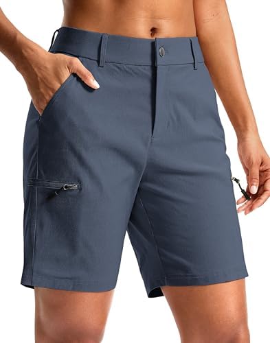 Women's 7" hiking cargo shorts, dusty blue