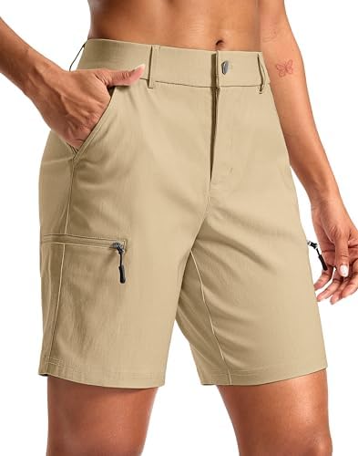 Women's 7" hiking cargo shorts, grey khaki