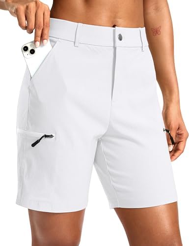 Women's 7" hiking cargo shorts, white