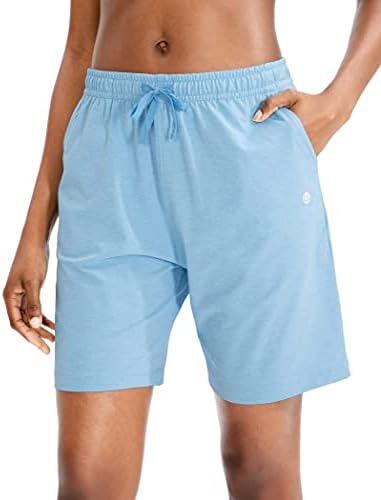 Women's 7" jersey shorts, deep pockets, blue