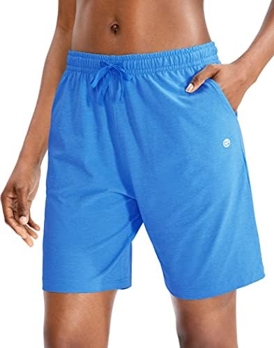 Women's 7" jersey shorts, deep pockets, bright blue