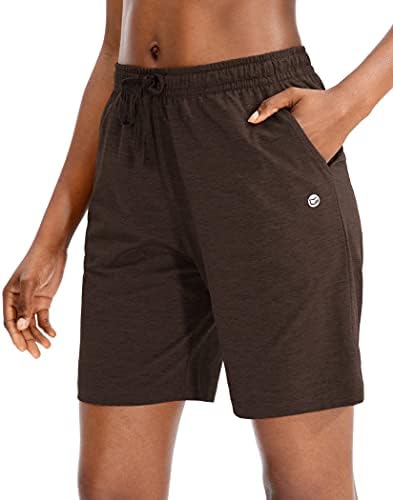 Women's 7" jersey shorts, deep pockets, coffee