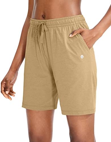 Women's 7" jersey shorts, deep pockets, dark khaki