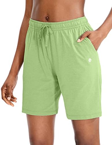 Women's 7" jersey shorts, deep pockets, light green