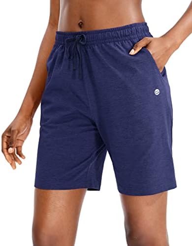 Women's 7" jersey shorts, deep pockets, navy blue
