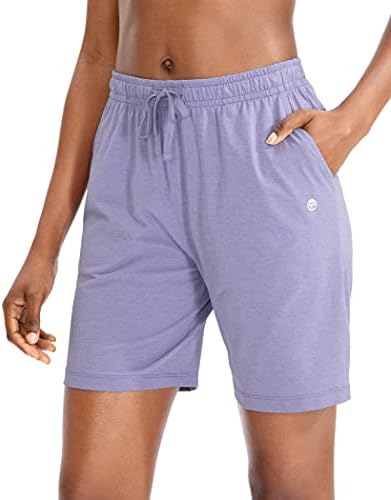 Women's 7" jersey shorts, deep pockets, purple