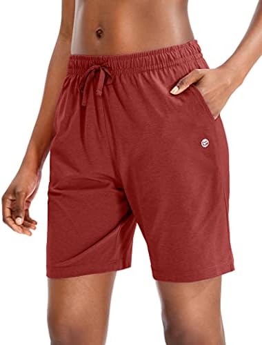 Women's 7" jersey shorts, deep pockets, savannah red