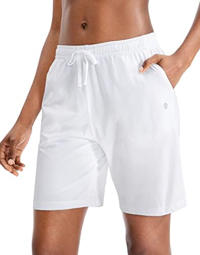 Women's 7" jersey shorts, deep pockets, white