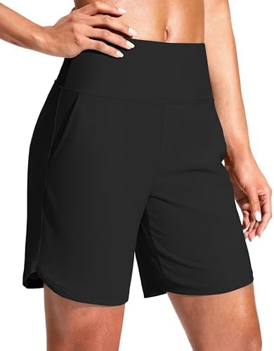 Women's 7" quick dry swim shorts, black