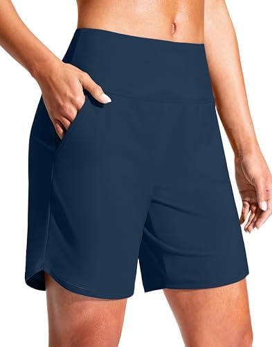 Women's 7" quick dry swim shorts, dark blue