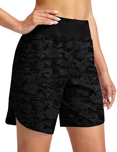 Women's 7" quick dry swim shorts, grey camo