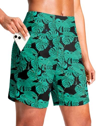 Women's 7" quick dry swim shorts, leaf