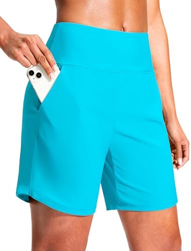 Women's 7" quick dry swim shorts, sky blue